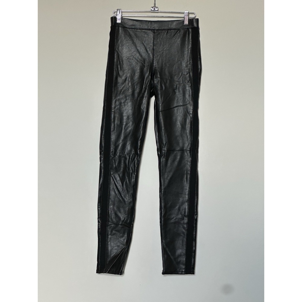 Tractor Faux Leather And Fabric Black Leggings Girls Size 16